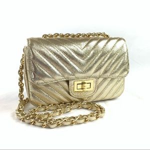 Lucia Italian Leather Gold Crossbody